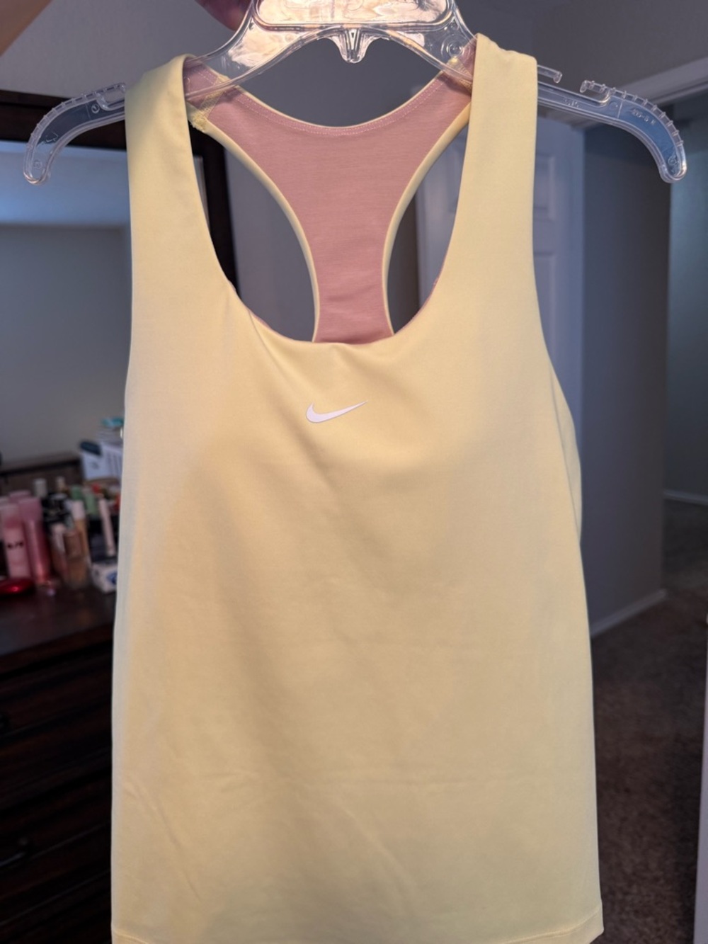 Nike Pastel Yellow Racerback Tank with Pink Lining